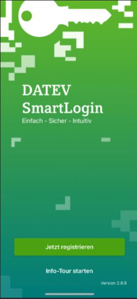 Startbildschirm: Jetzt registrieren